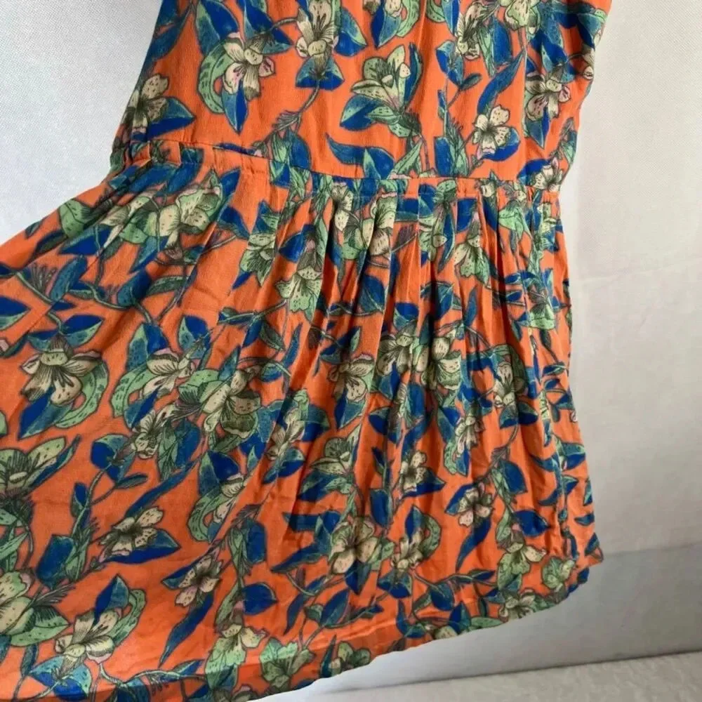 Free People Dear You Orange Floral Micro Mini Slip Dress Beachy Boho Sz MD - Picture 5 of 9